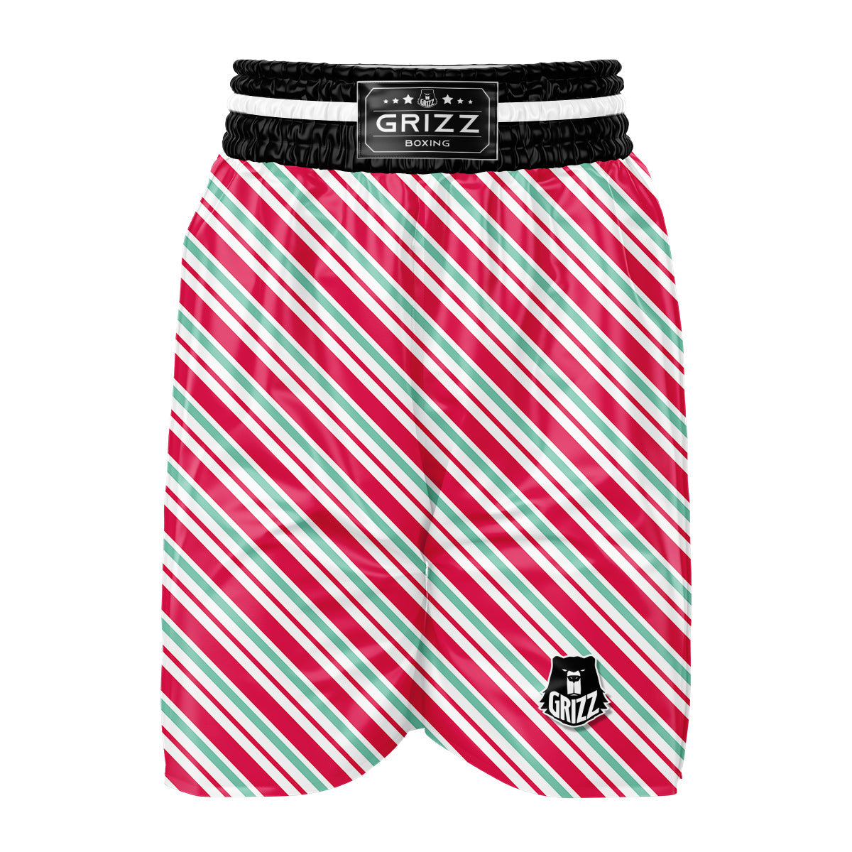 Candy Cane Striped Christmas Print Boxing Shorts-grizzshop