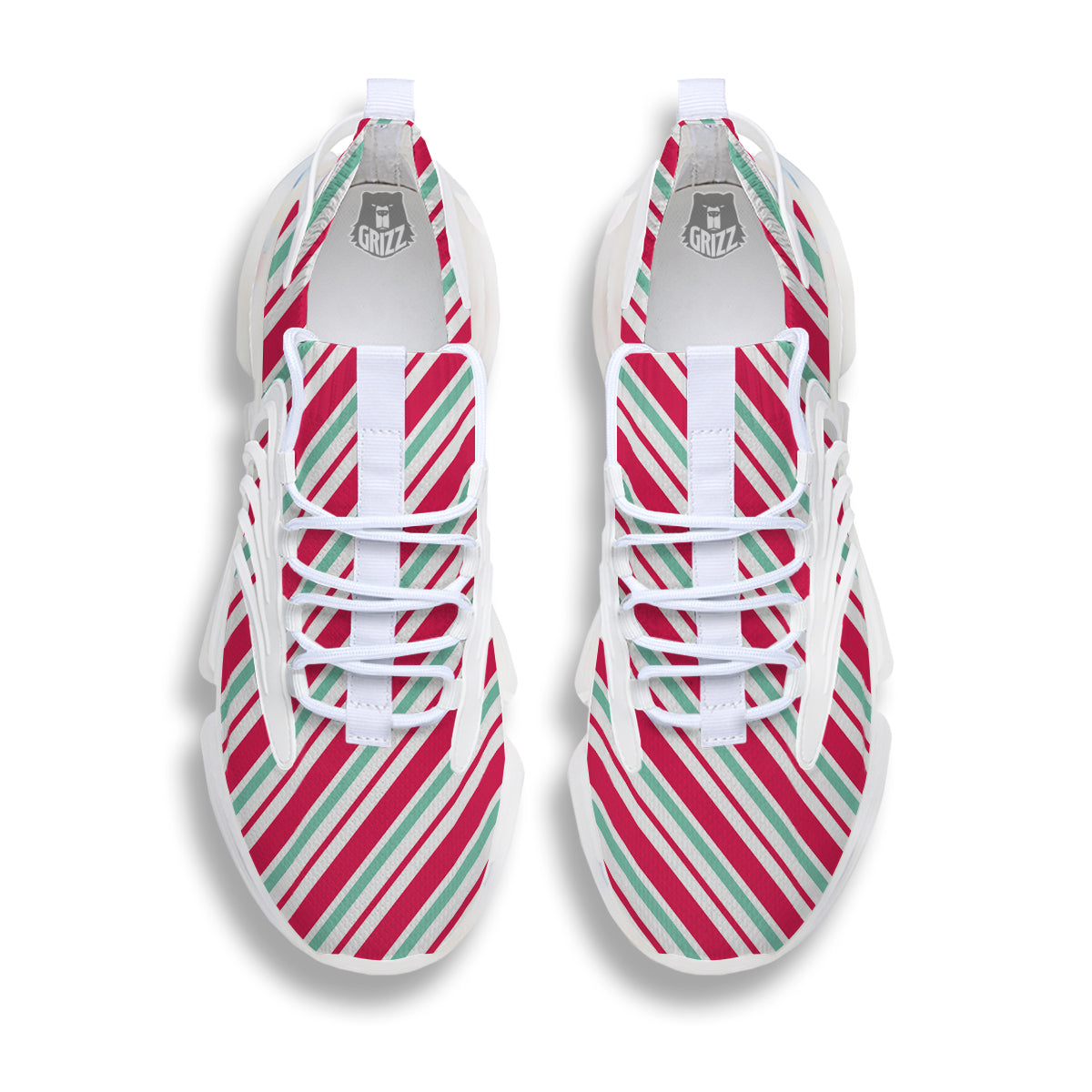 Candy Cane Striped Christmas Print White Gym Shoes-grizzshop