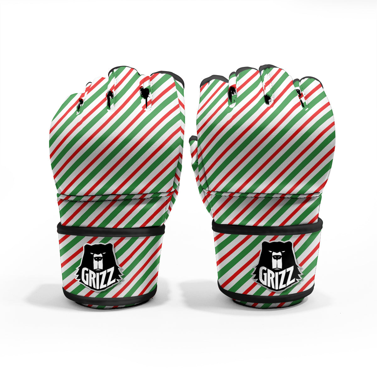Candy Cane Stripes Christmas Print MMA Gloves-grizzshop