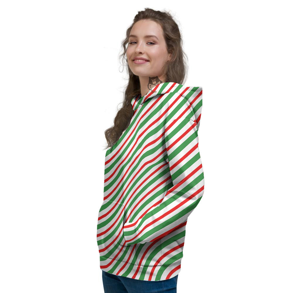 Candy Cane Stripes Christmas Print Women's Hoodie-grizzshop