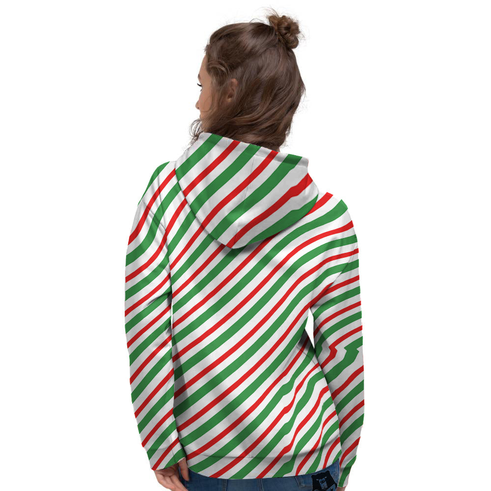 Candy Cane Stripes Christmas Print Women's Hoodie-grizzshop