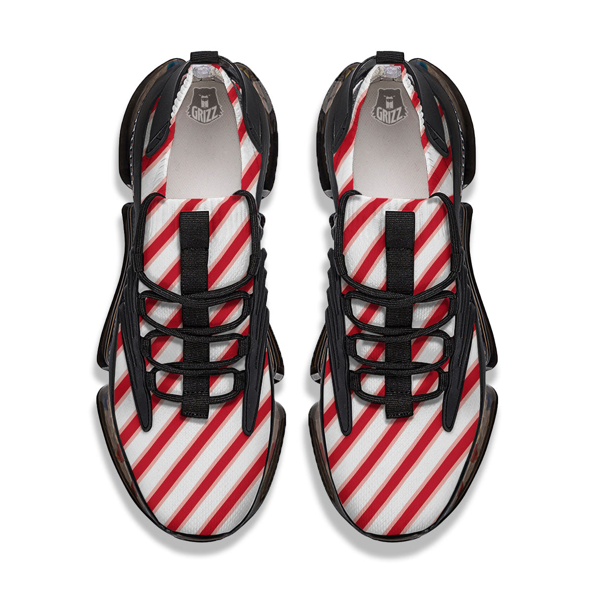 Candy Cane Stripes White And Red Print Black Gym Shoes-grizzshop