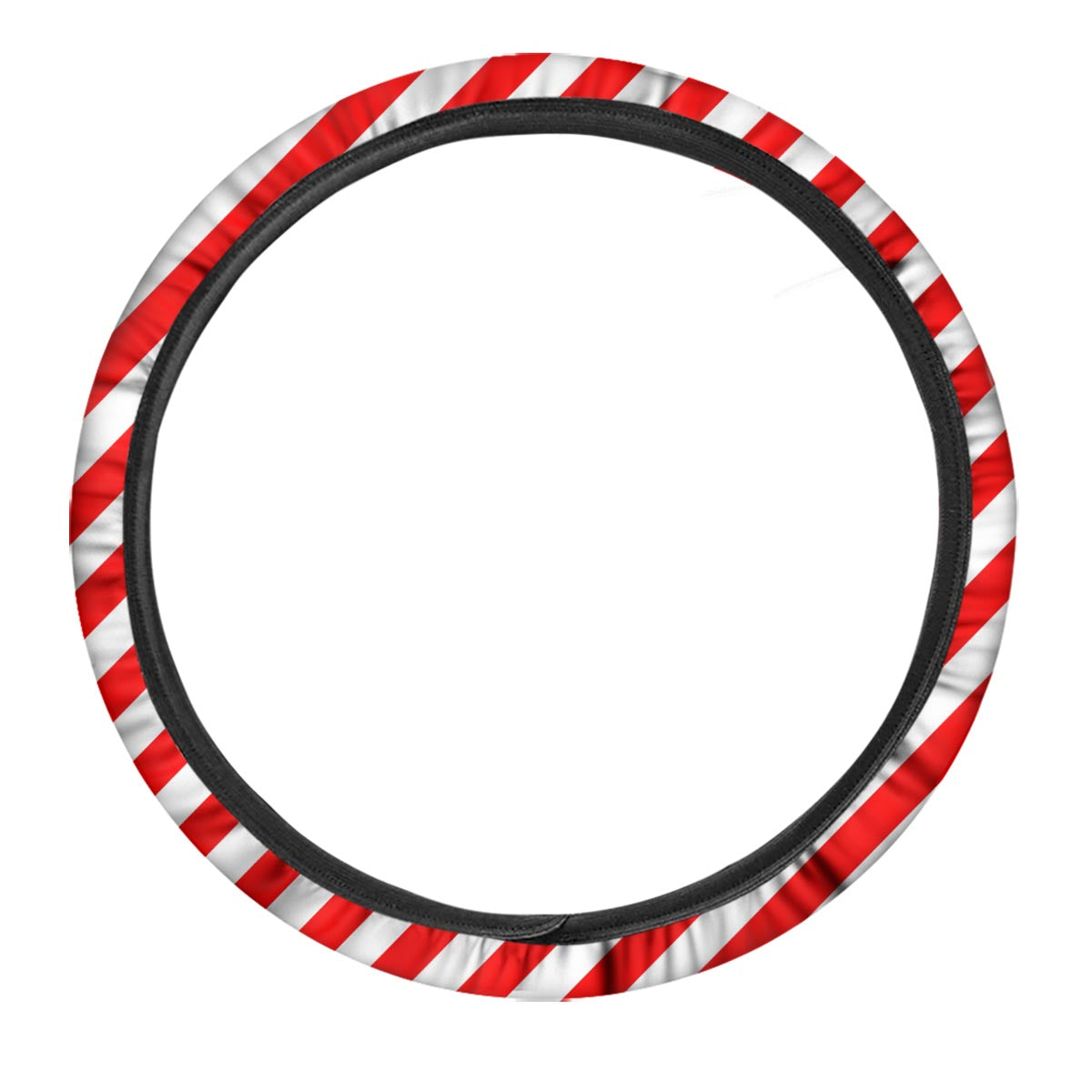 Candy Cane White And Red Print Pattern Car Steering Wheel Cover-grizzshop