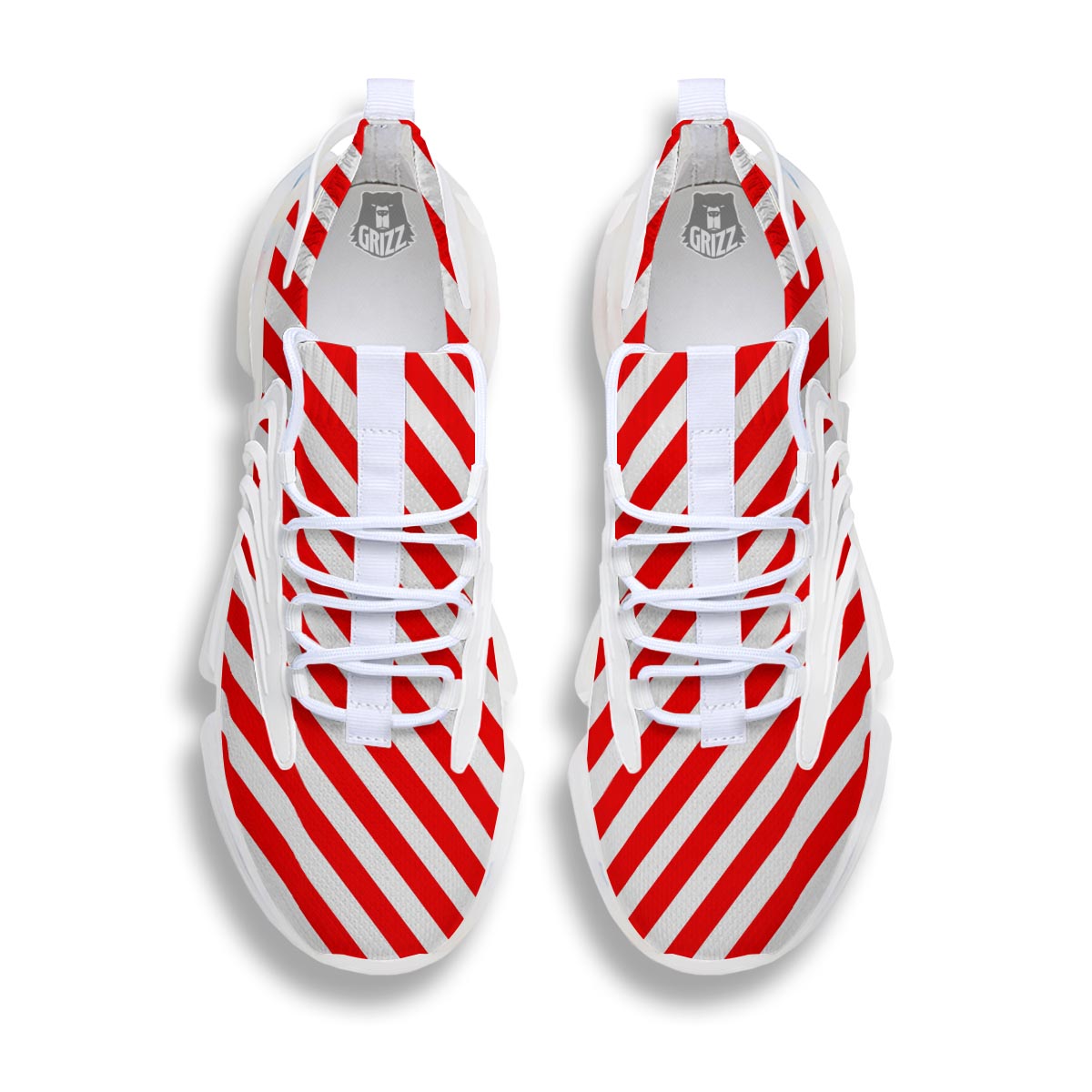 Candy Cane White And Red Print Pattern White Gym Shoes-grizzshop