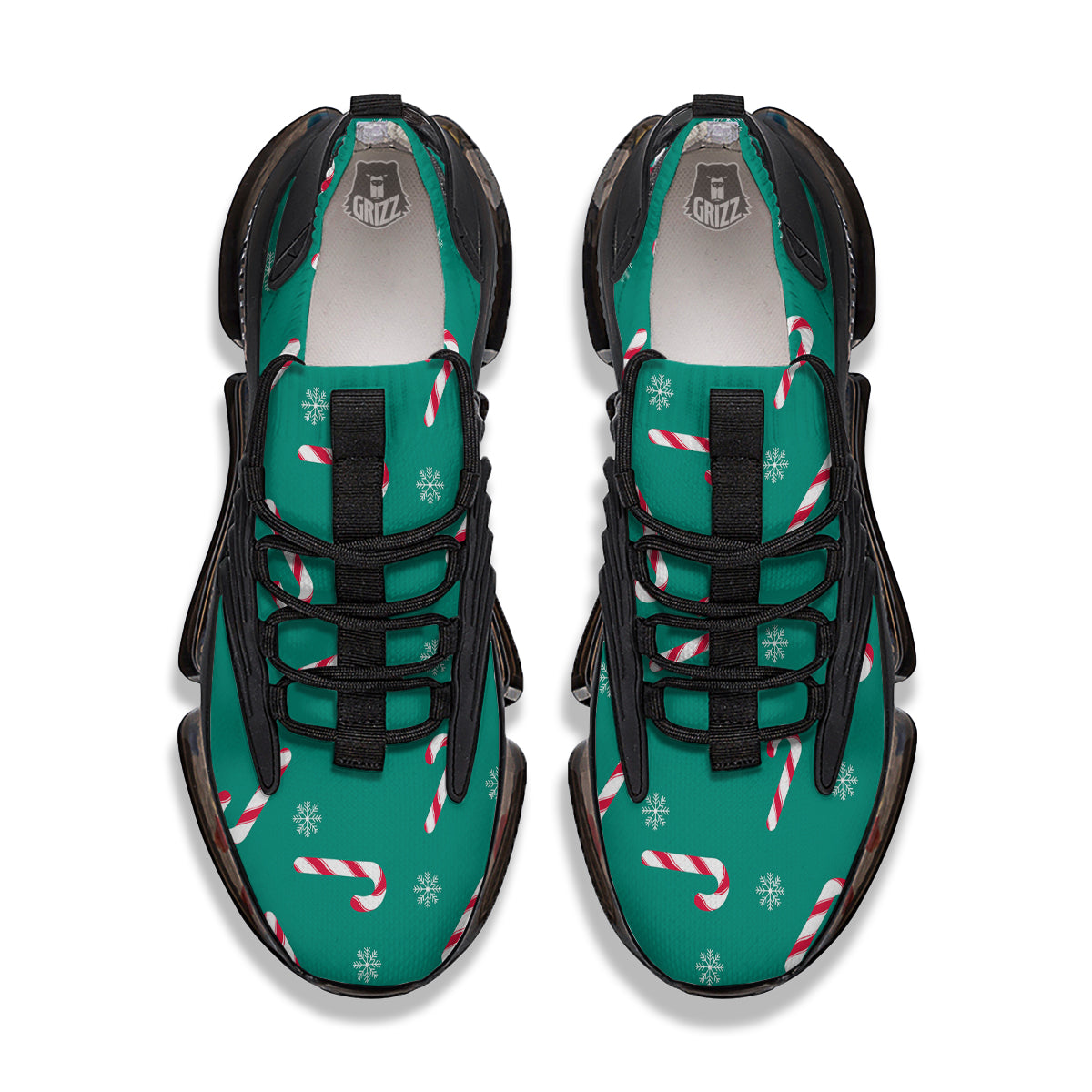 Candy Cane Xmas Print Pattern Black Gym Shoes-grizzshop