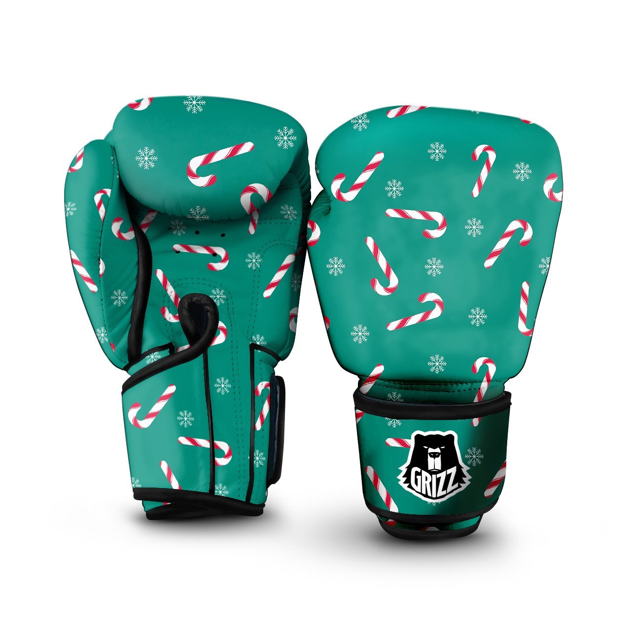 Candy Cane Xmas Print Pattern Boxing Gloves-grizzshop