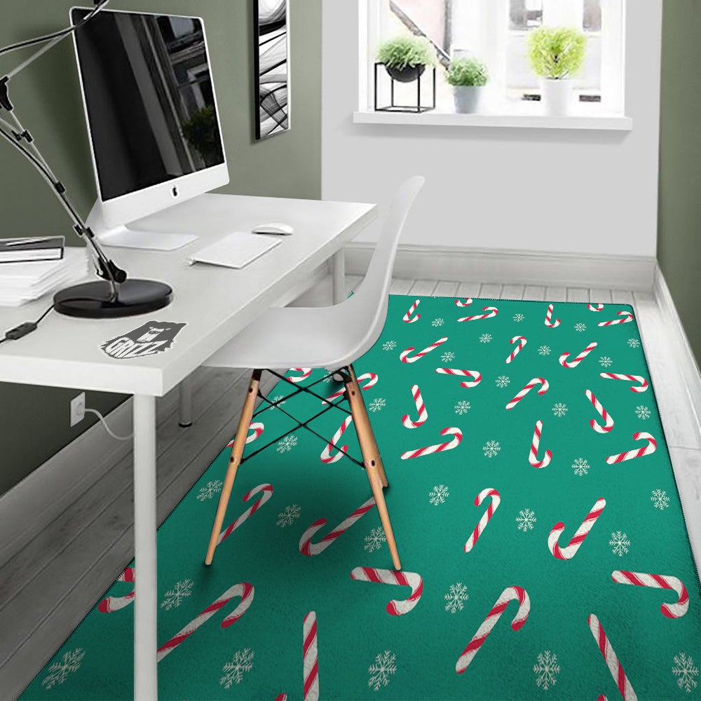 Candy Cane Xmas Print Pattern Floor Mat-grizzshop