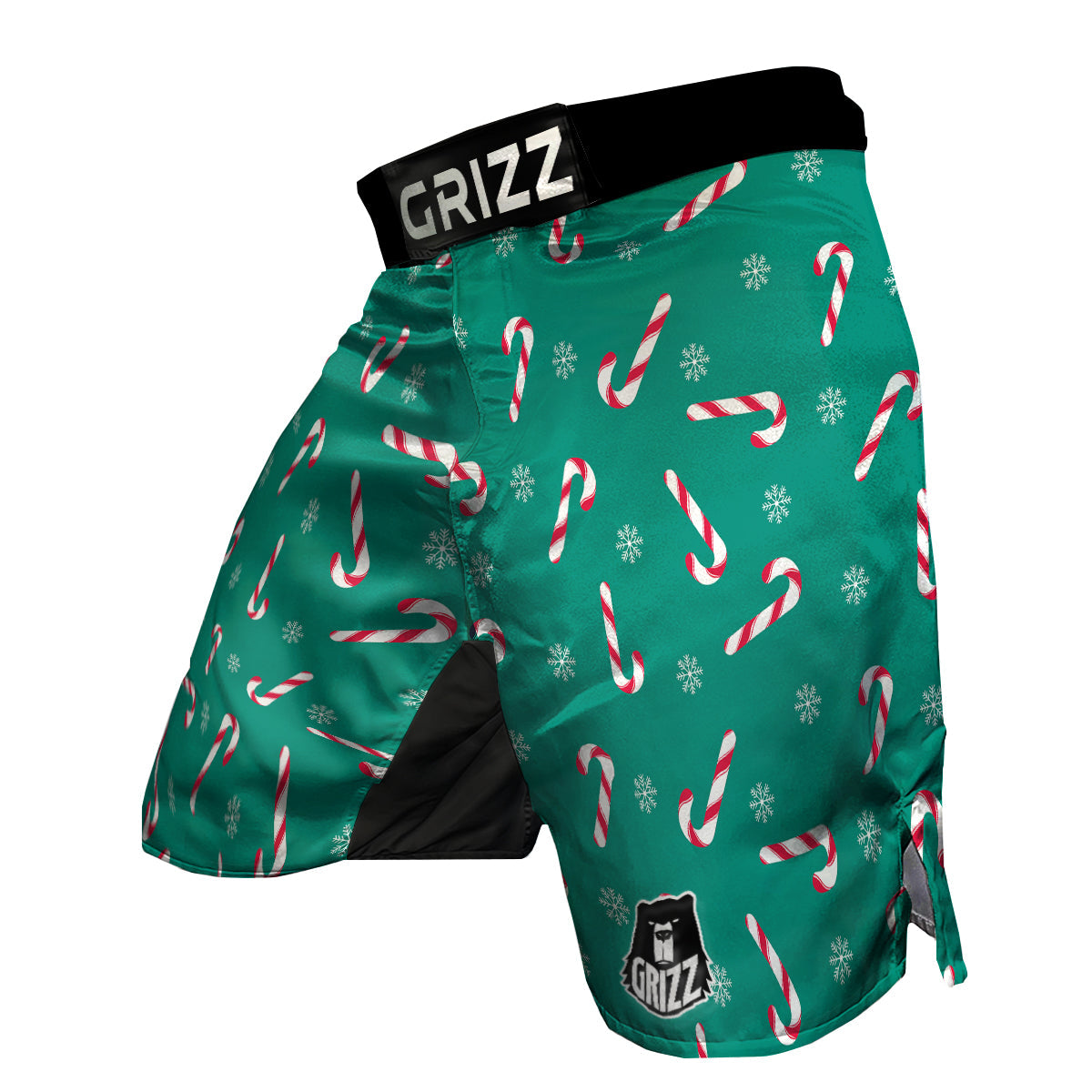 Candy Cane Xmas Print Pattern MMA Shorts-grizzshop