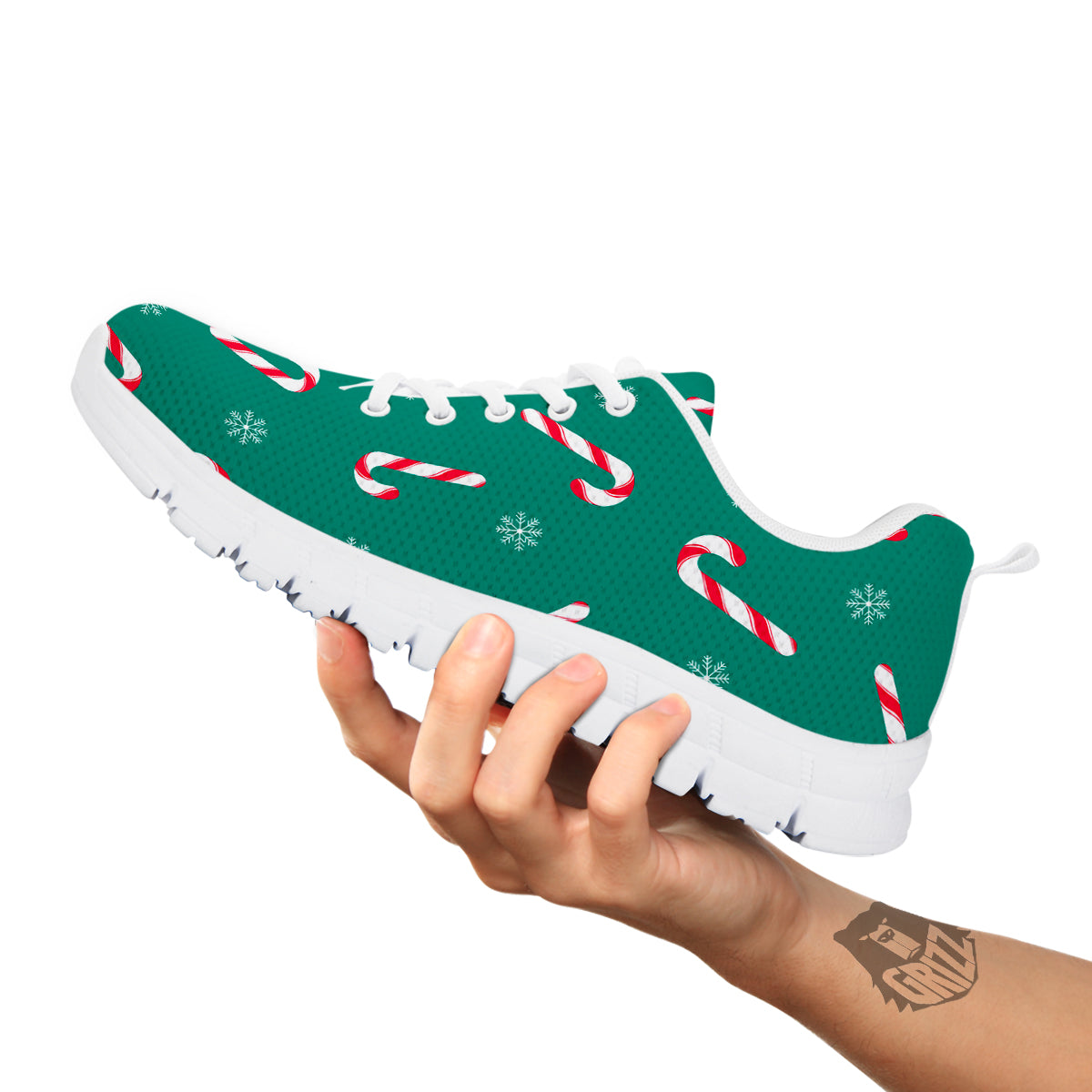 Candy Cane Xmas Print Pattern White Sneaker-grizzshop