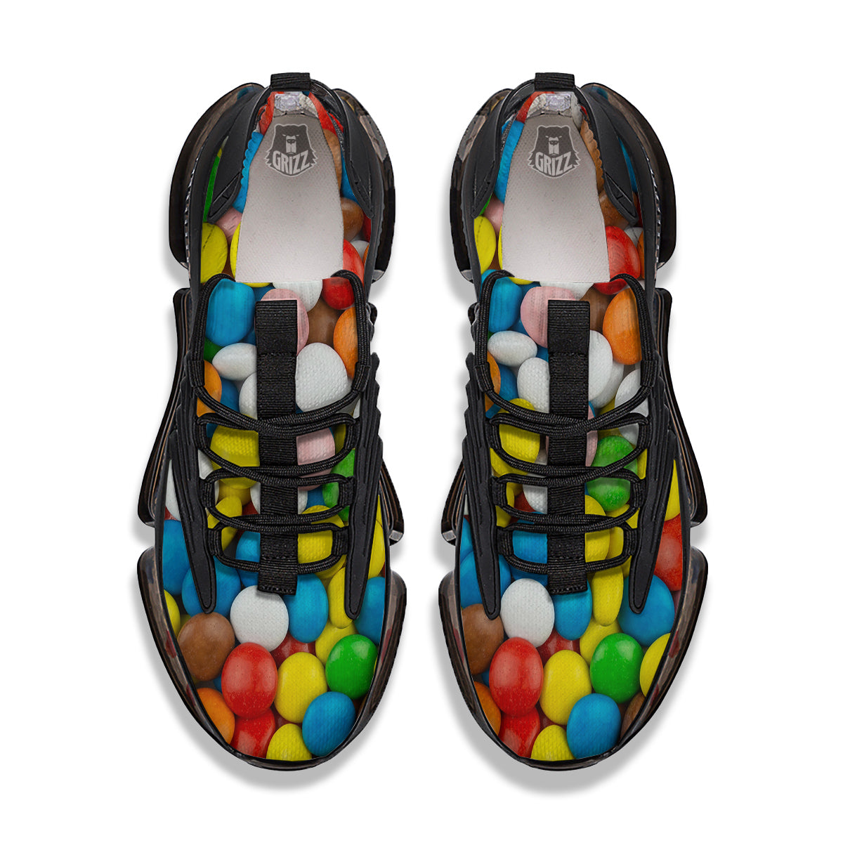 Candy Chocolate Colorful Print Black Gym Shoes-grizzshop