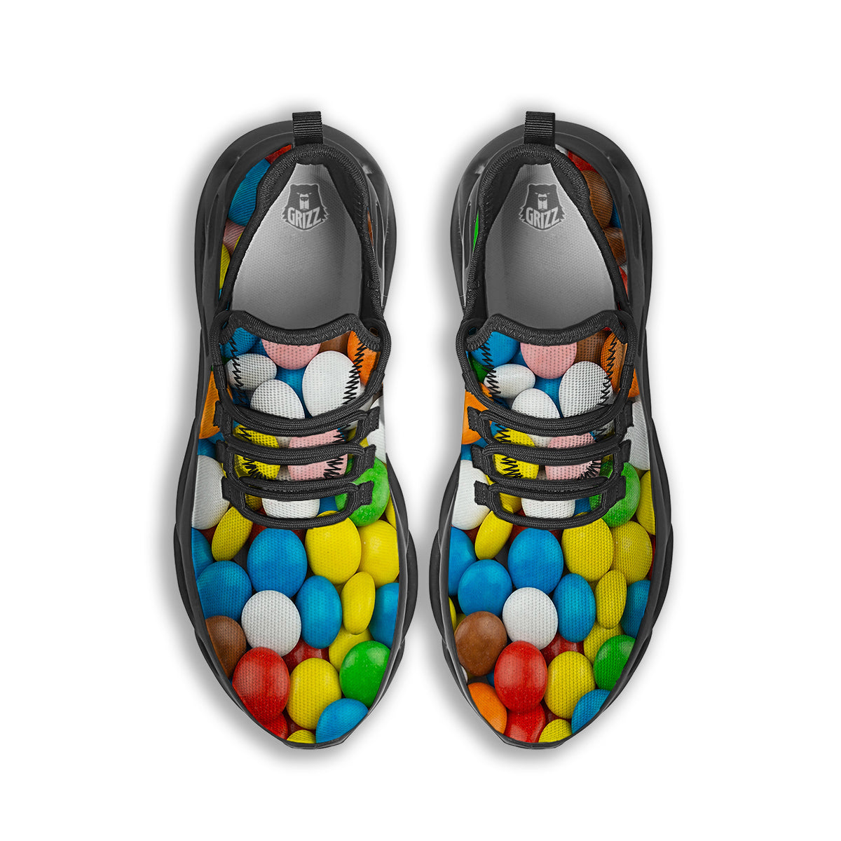 Candy Chocolate Colorful Print Black Running Shoes-grizzshop