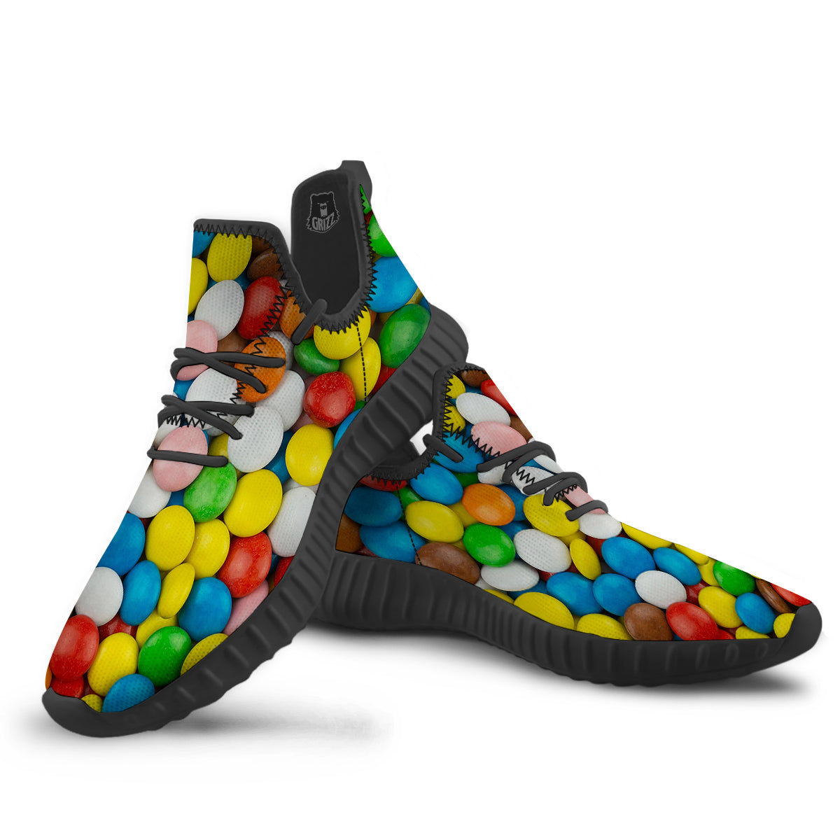 Candy Chocolate Colorful Print Black Walking Shoes-grizzshop