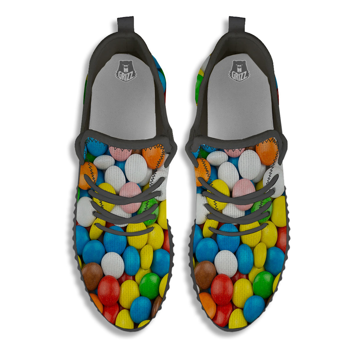 Candy Chocolate Colorful Print Black Walking Shoes-grizzshop
