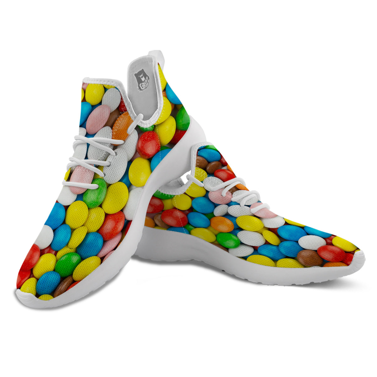 Candy Chocolate Colorful Print White Athletic Shoes-grizzshop