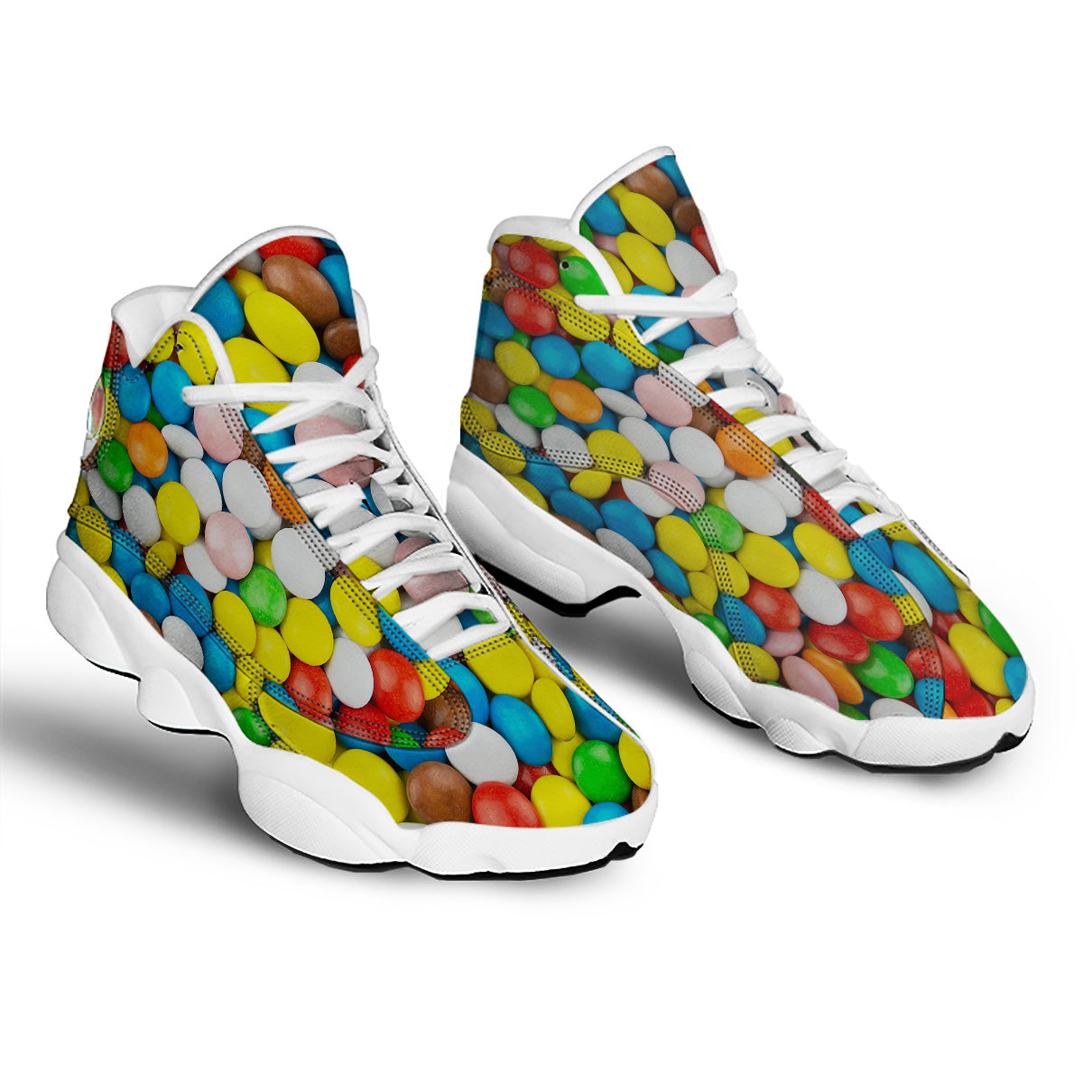 Candy Chocolate Colorful Print White Basketball Shoes-grizzshop