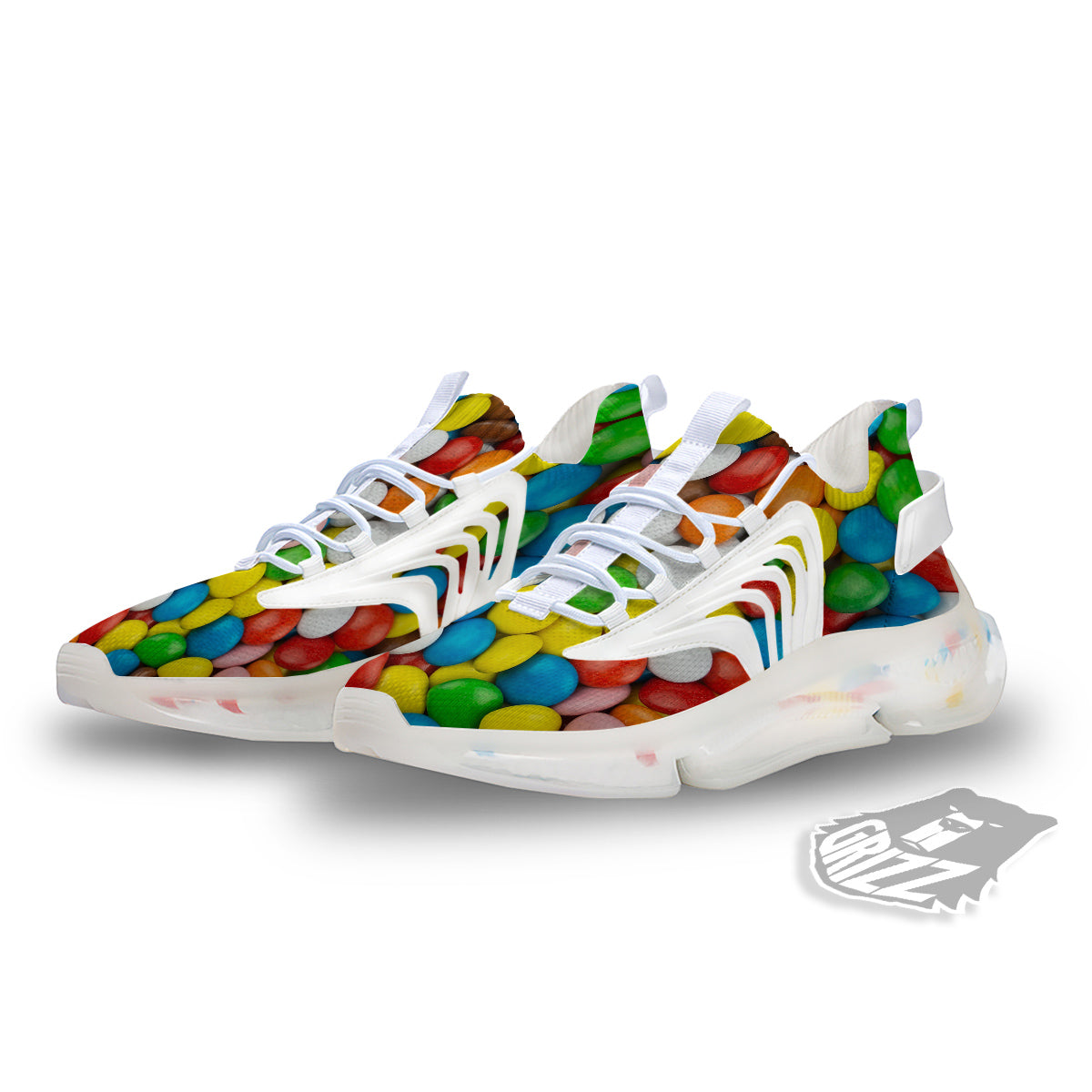 Candy Chocolate Colorful Print White Gym Shoes-grizzshop