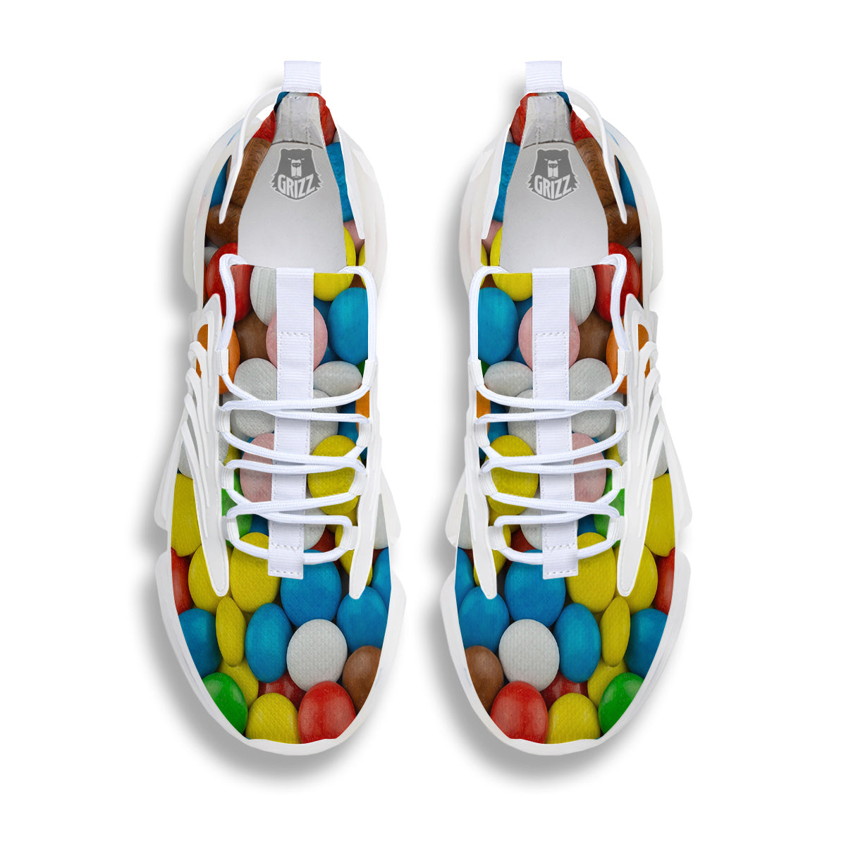 Candy Chocolate Colorful Print White Gym Shoes-grizzshop