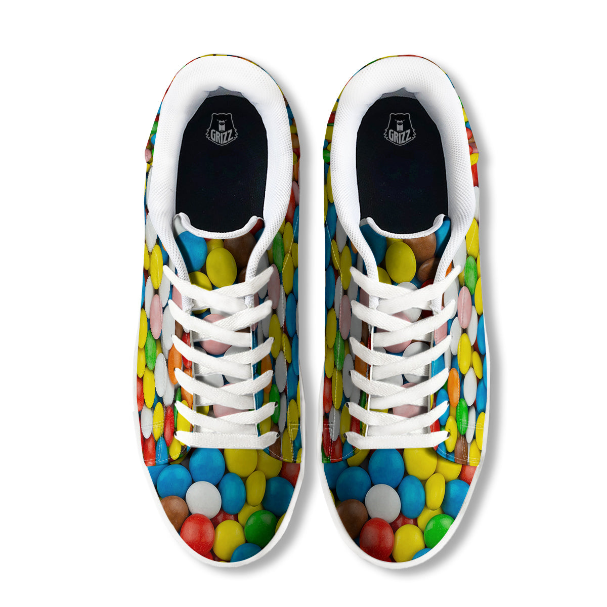 Candy Chocolate Colorful Print White Low Top Sneakers-grizzshop