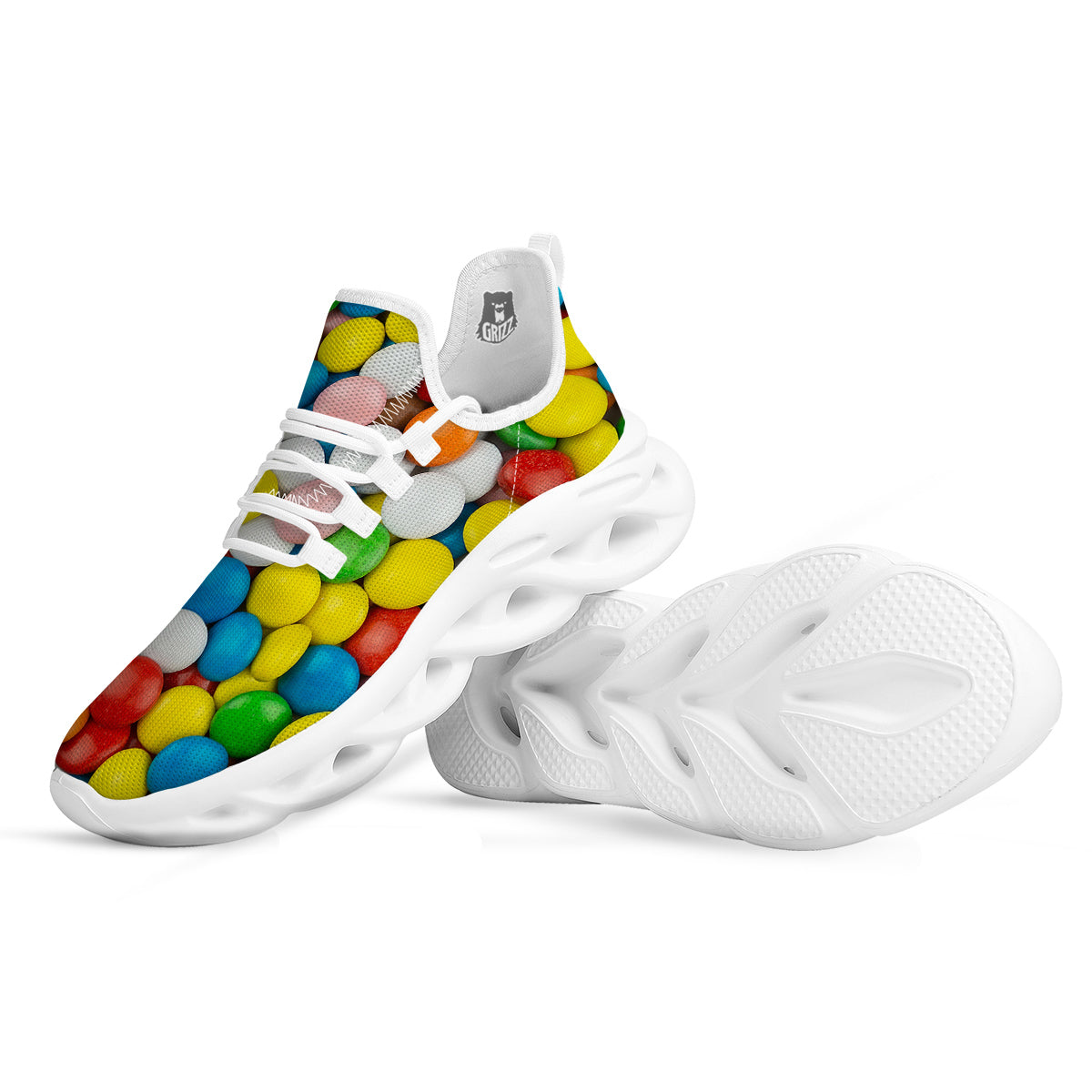 Candy Chocolate Colorful Print White Running Shoes-grizzshop