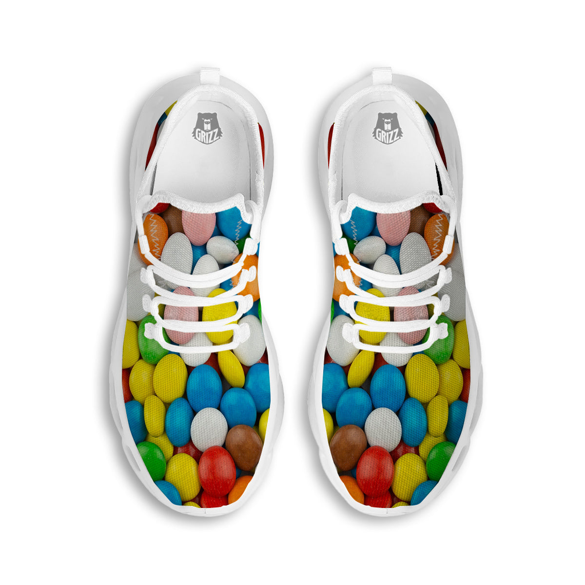 Candy Chocolate Colorful Print White Running Shoes-grizzshop