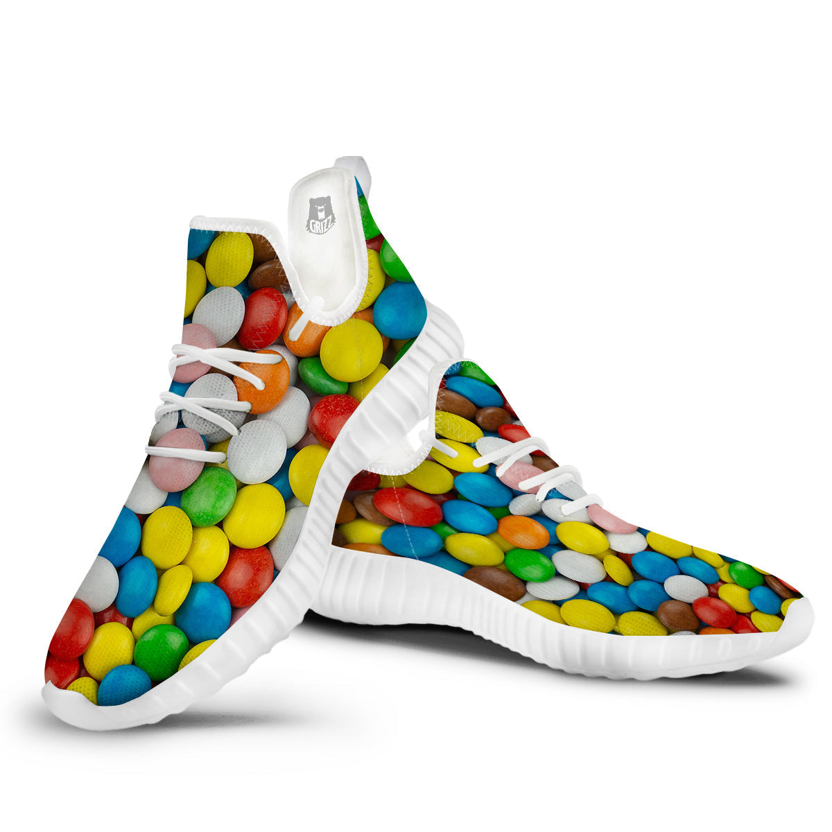 Candy Chocolate Colorful Print White Walking Shoes-grizzshop