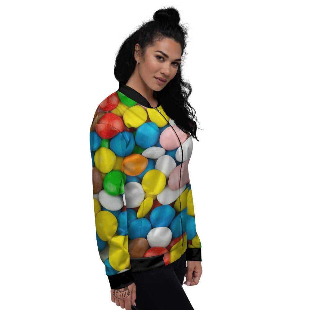 Candy Chocolate Colorful Print Women's Bomber Jacket-grizzshop