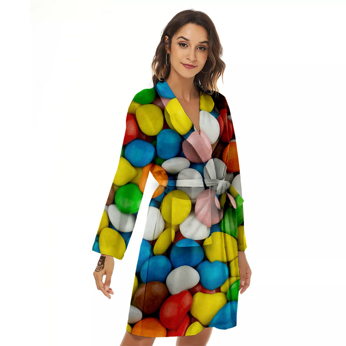 Candy Chocolate Colorful Print Women's Robe-grizzshop