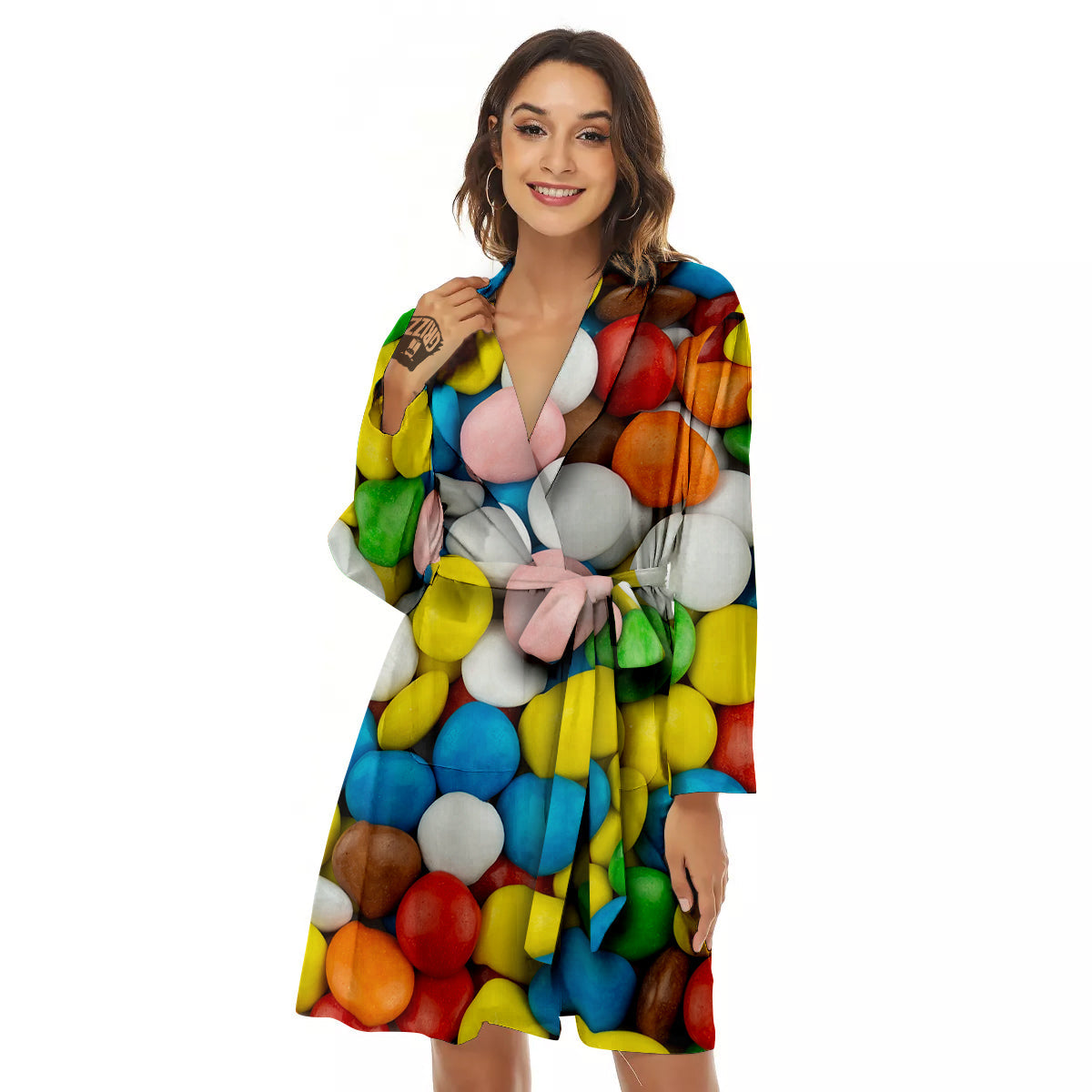 Candy Chocolate Colorful Print Women's Robe-grizzshop