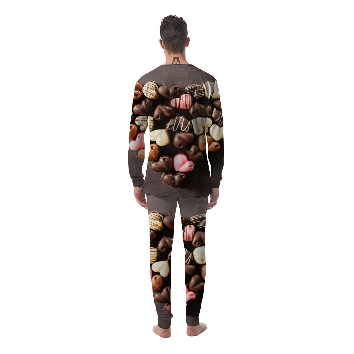 Candy Chocolate Heart Print Men's Pajamas-grizzshop