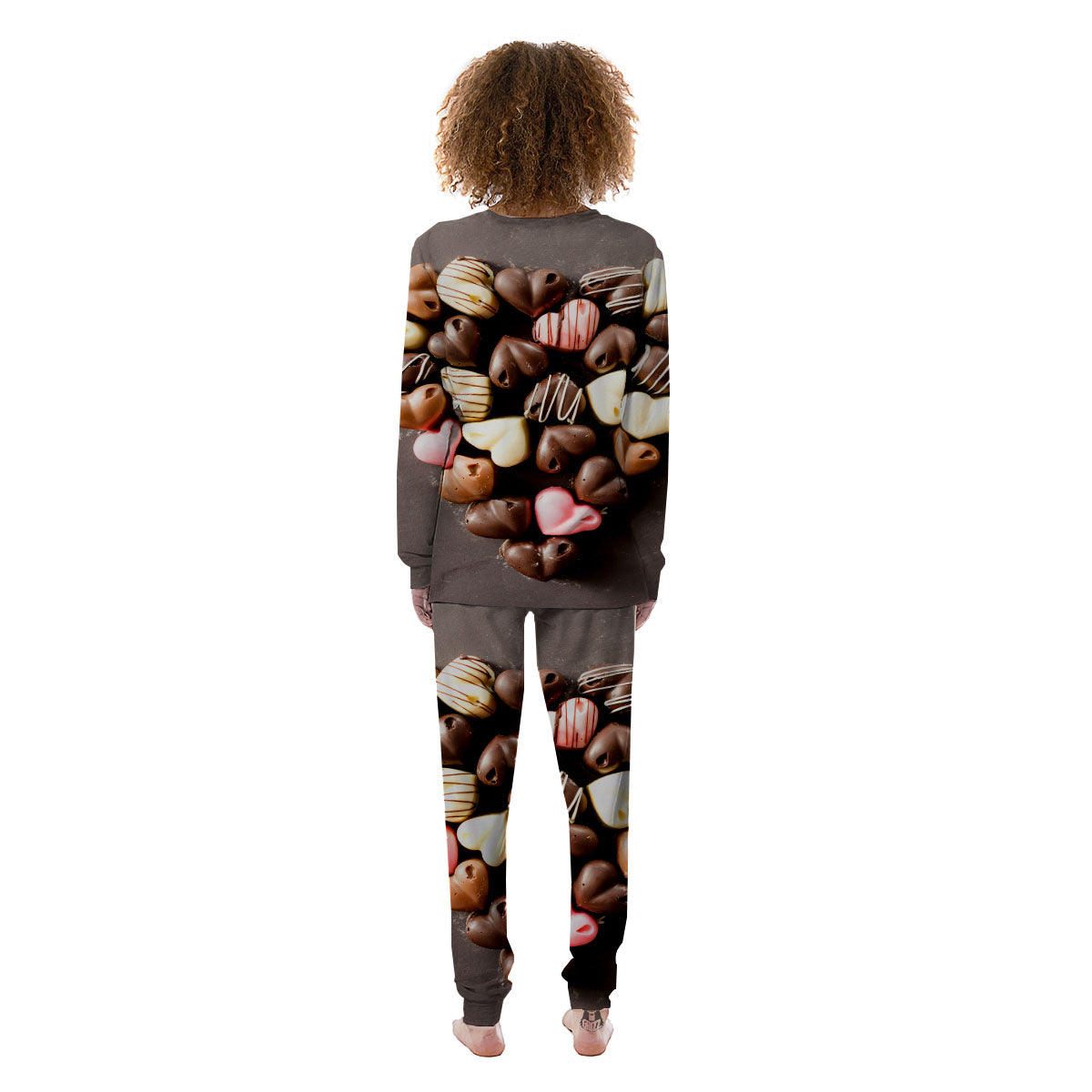 Candy Chocolate Heart Print Women's Pajamas-grizzshop