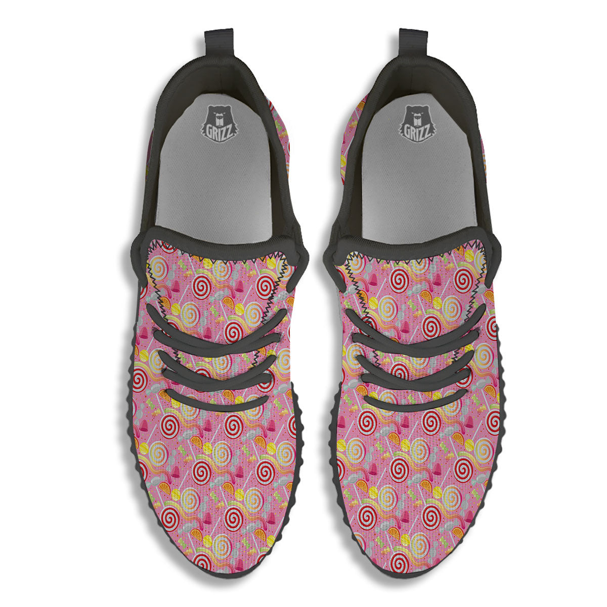 Candy Colorful Print Pattern Black Walking Shoes-grizzshop