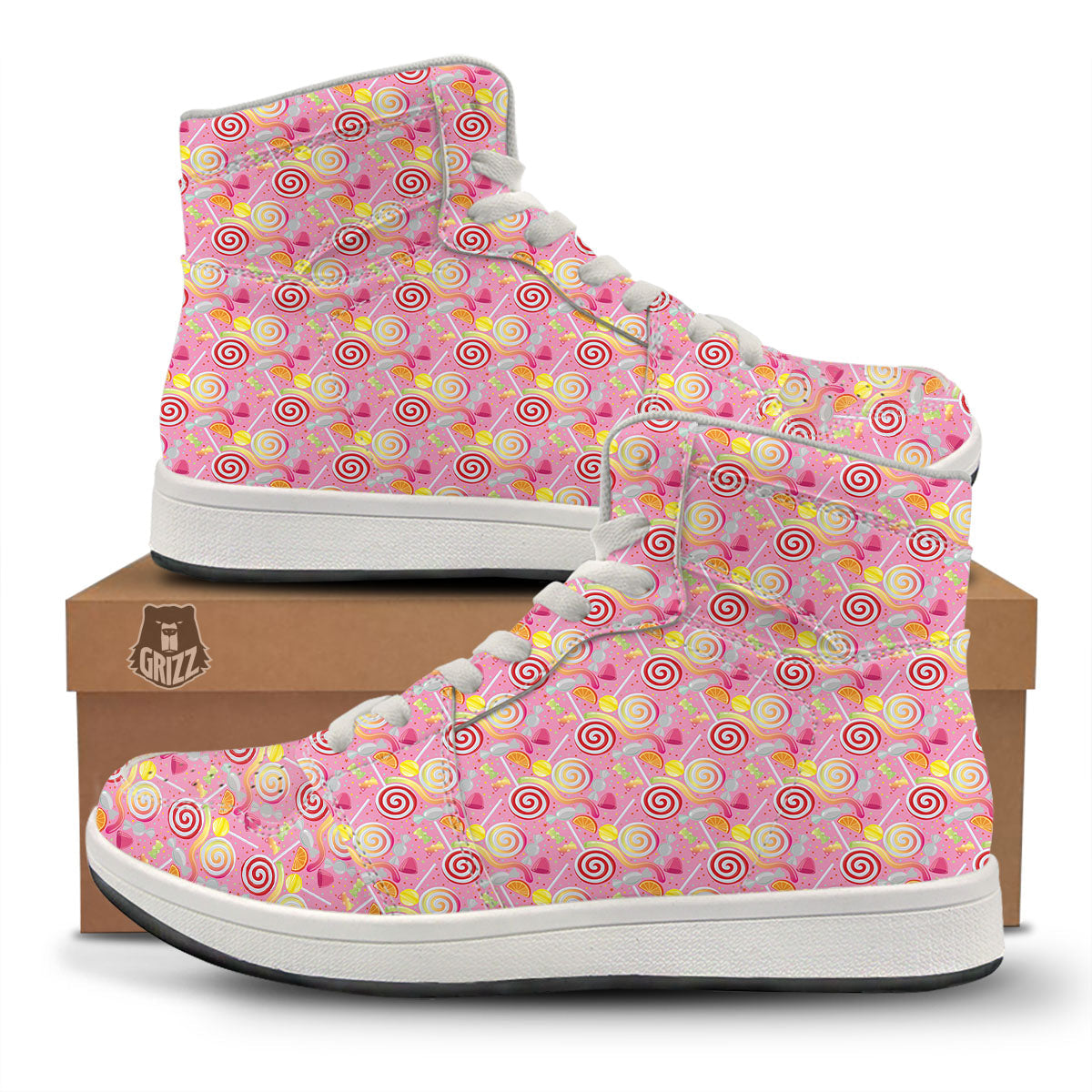 Candy Colorful Print Pattern High Top Sneakers-grizzshop