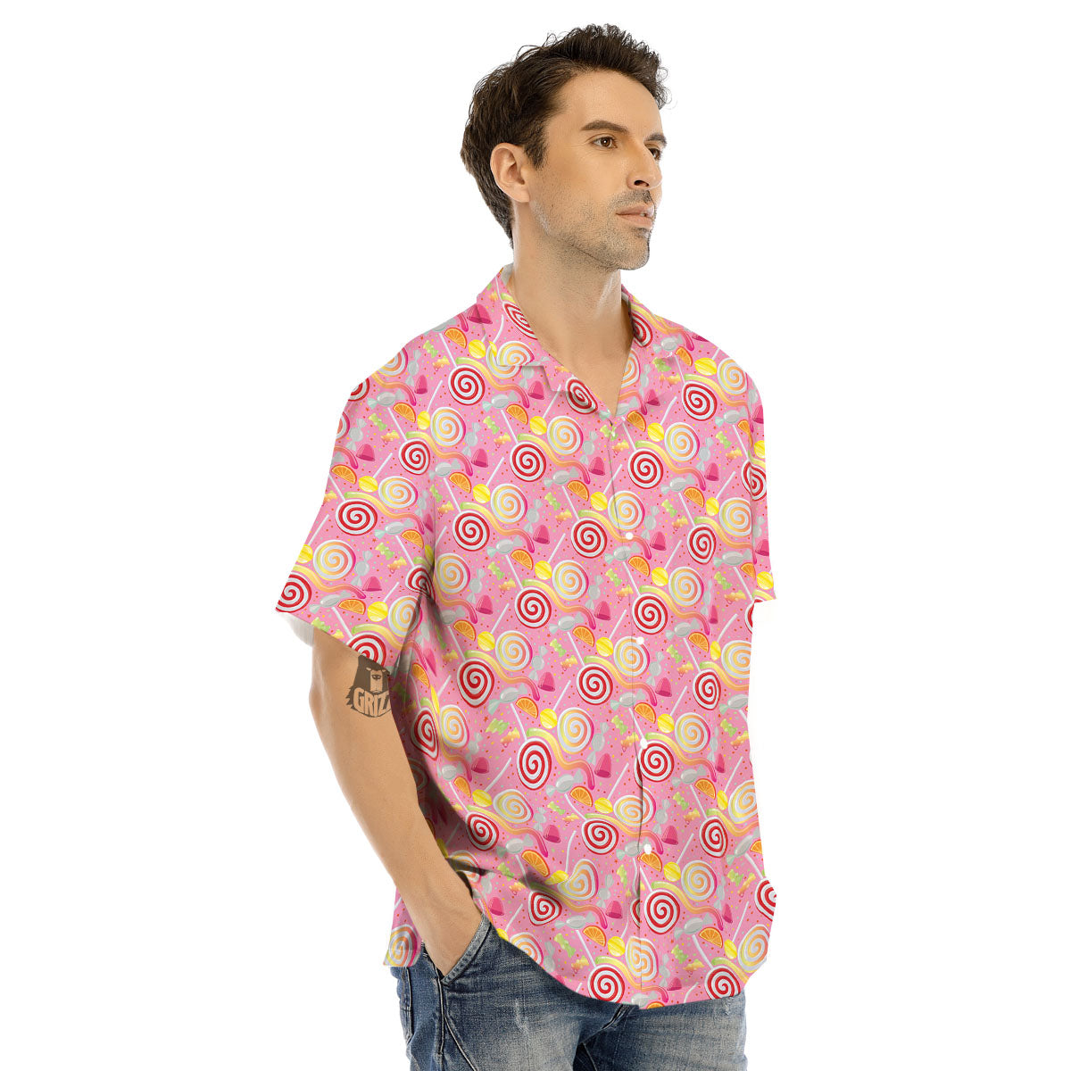 Candy Colorful Print Pattern Men's Hawaiian Shirt-grizzshop
