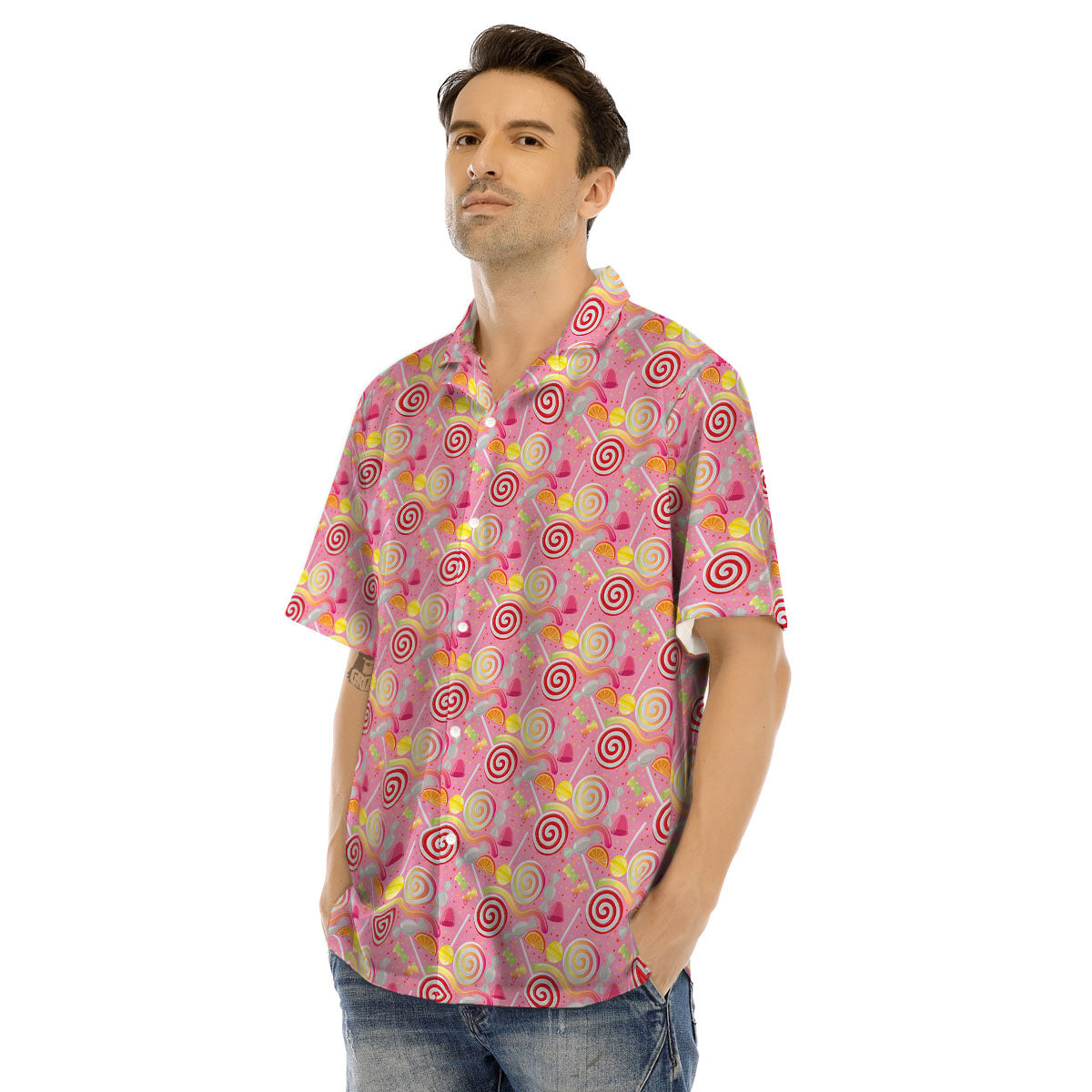 Candy Colorful Print Pattern Men's Hawaiian Shirt-grizzshop