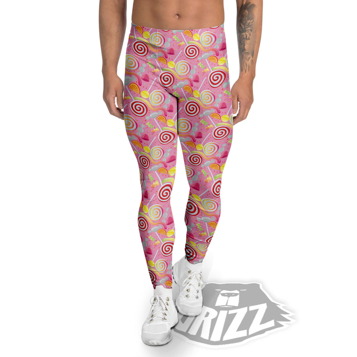 Candy Colorful Print Pattern Men's Leggings-grizzshop