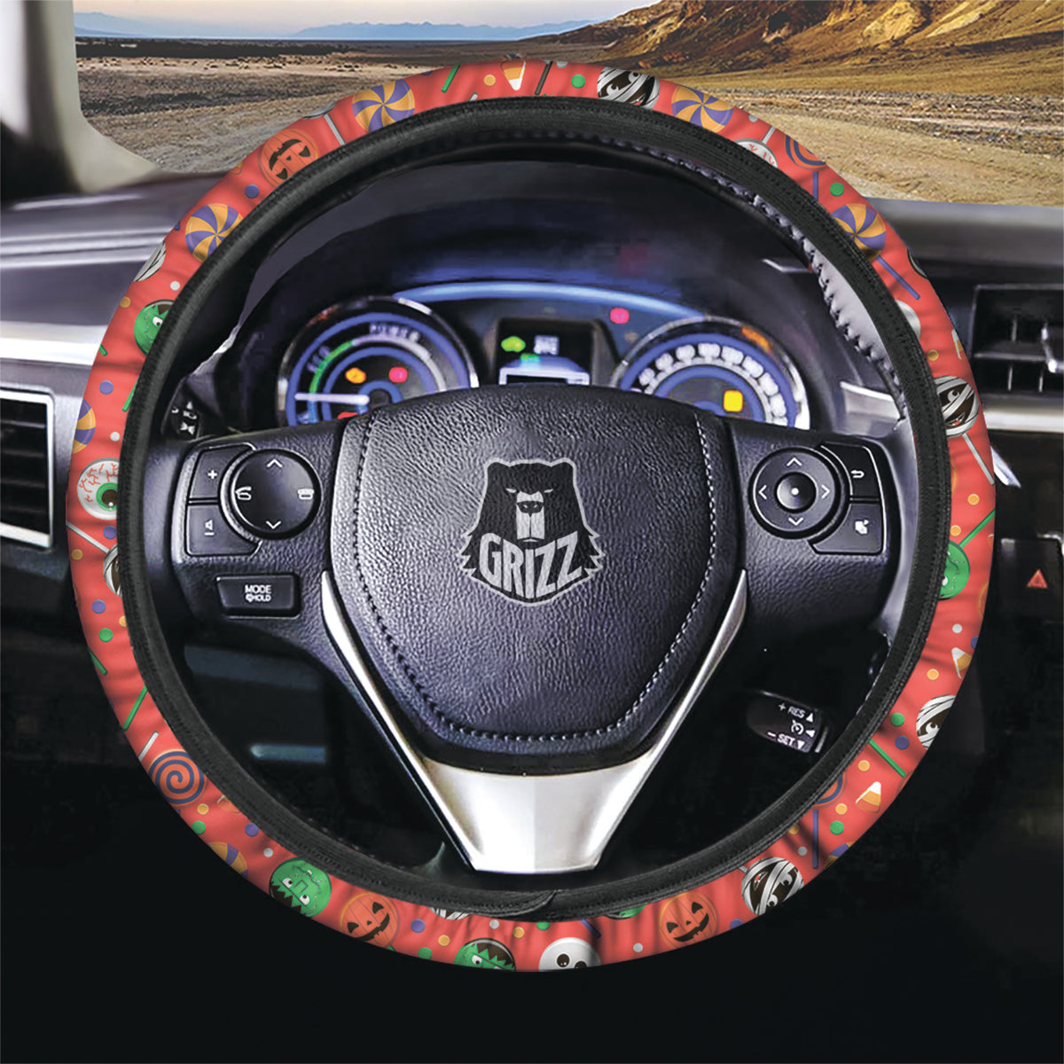 Candy Cute Halloween Print Pattern Car Steering Wheel Cover-grizzshop