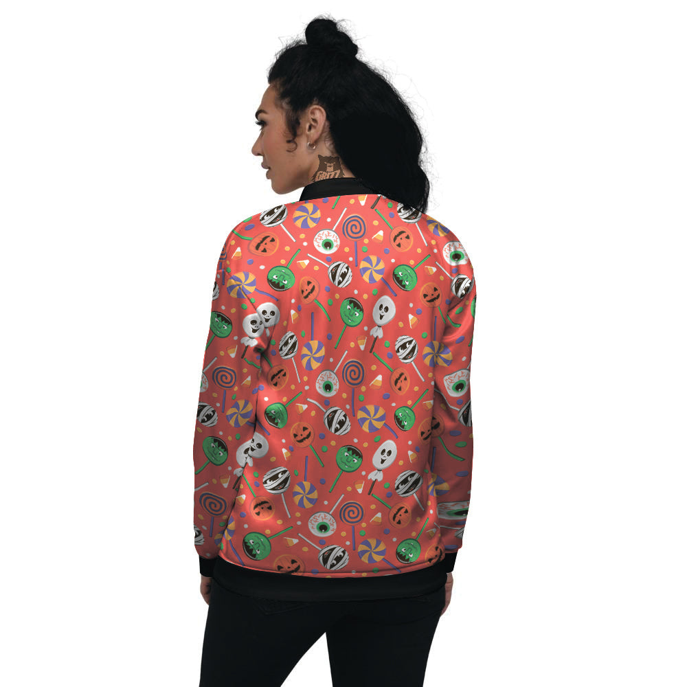 Candy Cute Halloween Print Pattern Women's Bomber Jacket-grizzshop