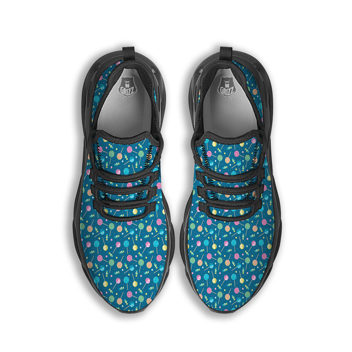Candy Cute Print Pattern Black Running Shoes-grizzshop