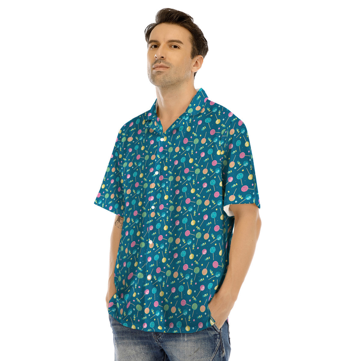 Candy Cute Print Pattern Men's Hawaiian Shirt-grizzshop