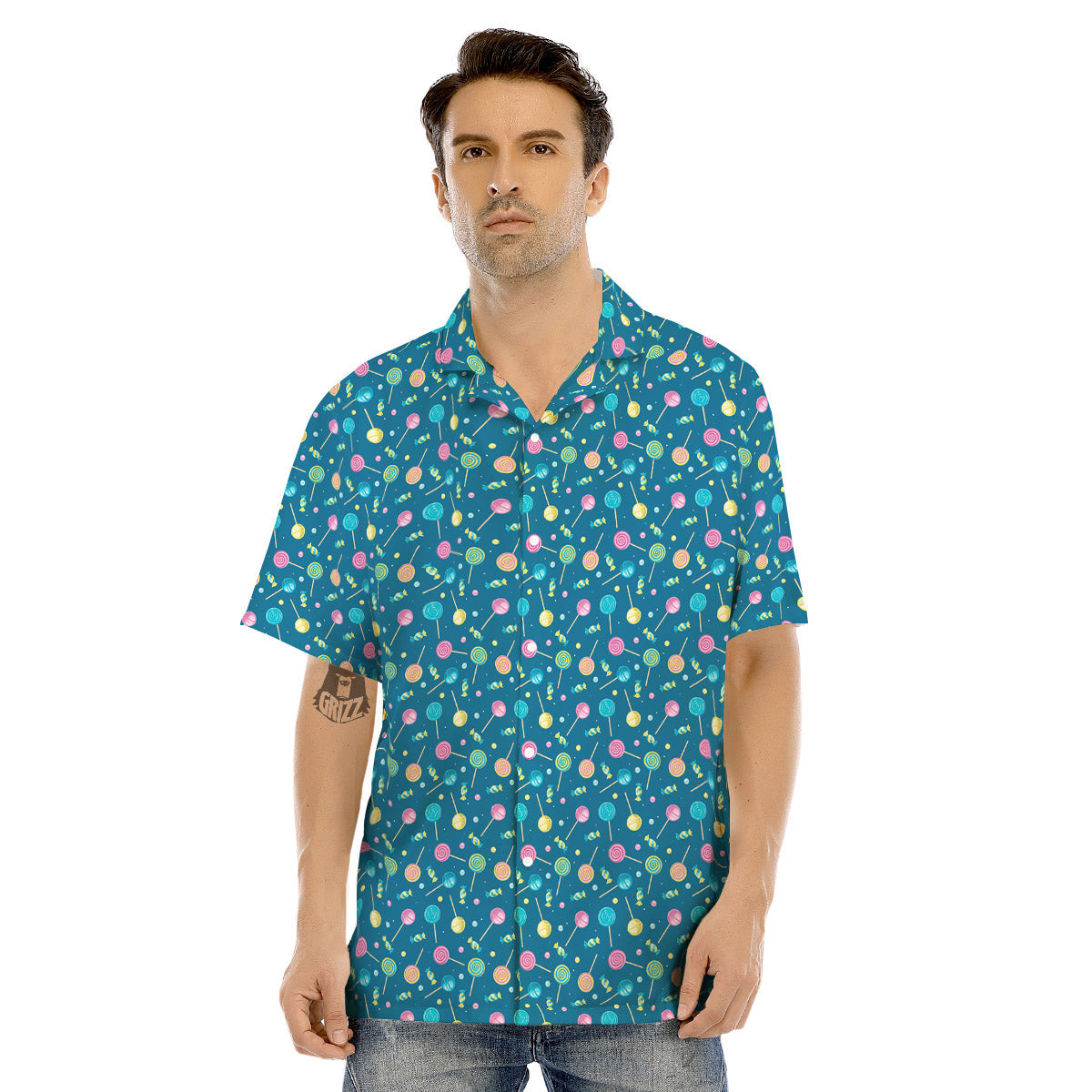 Candy Cute Print Pattern Men's Hawaiian Shirt-grizzshop