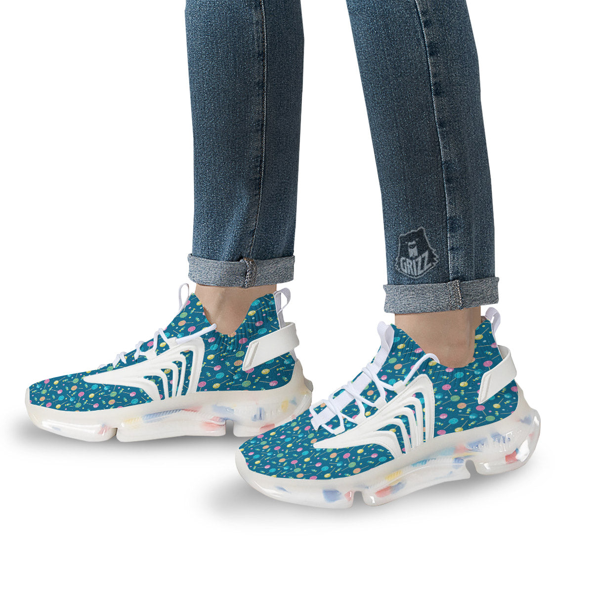 Candy Cute Print Pattern White Gym Shoes-grizzshop