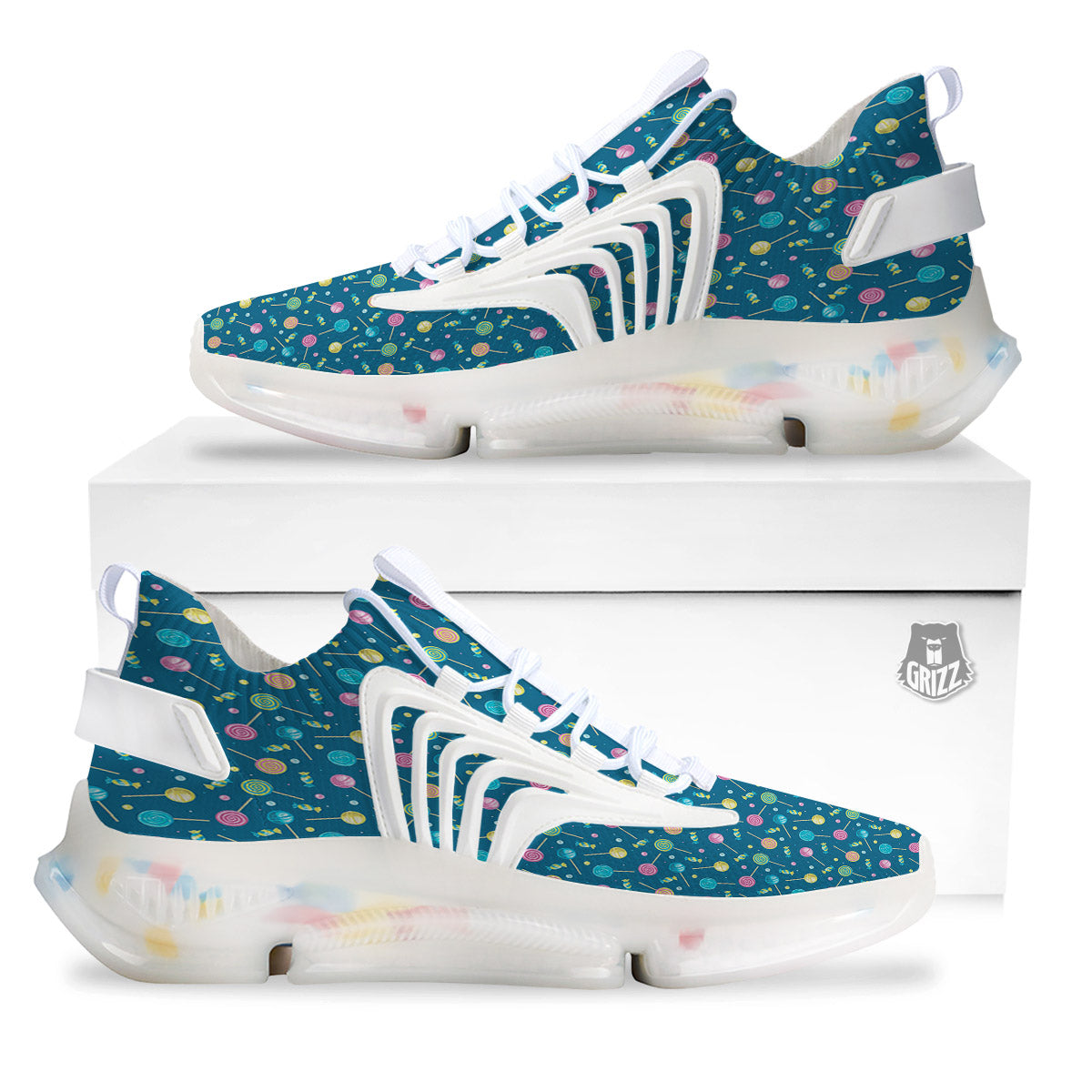 Candy Cute Print Pattern White Gym Shoes-grizzshop