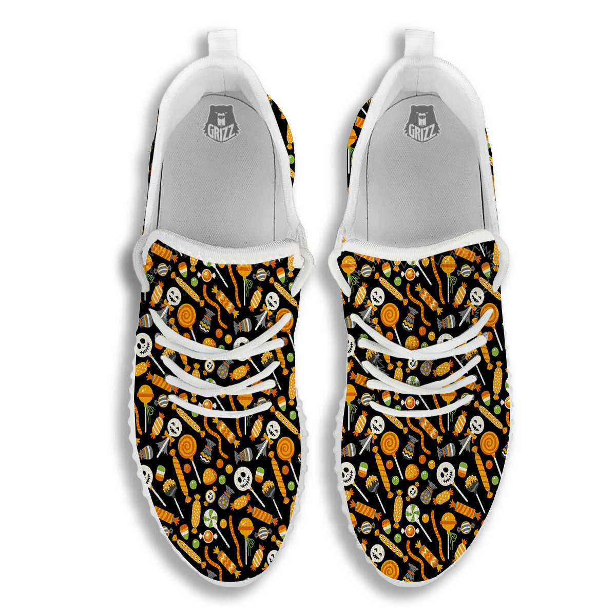 Candy Halloween Print Pattern White Walking Shoes-grizzshop