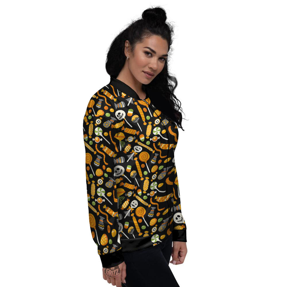 Candy Halloween Print Pattern Women's Bomber Jacket-grizzshop
