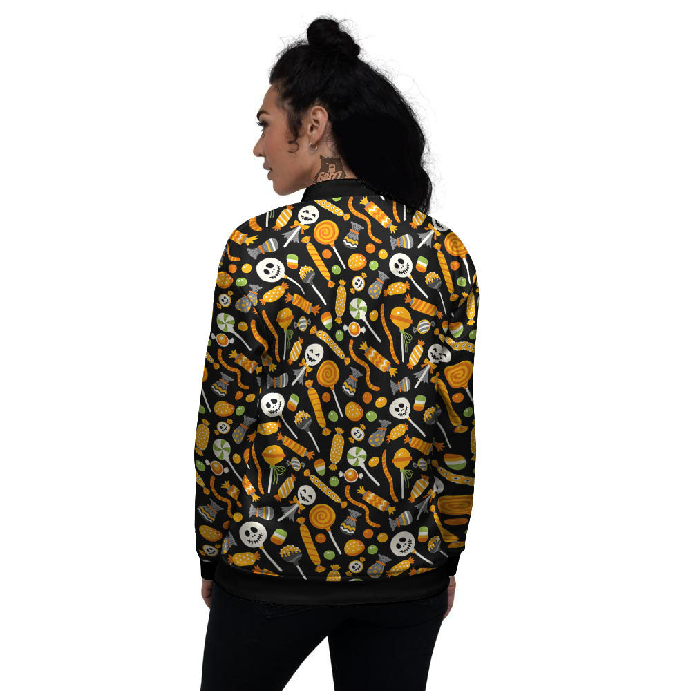 Candy Halloween Print Pattern Women's Bomber Jacket-grizzshop