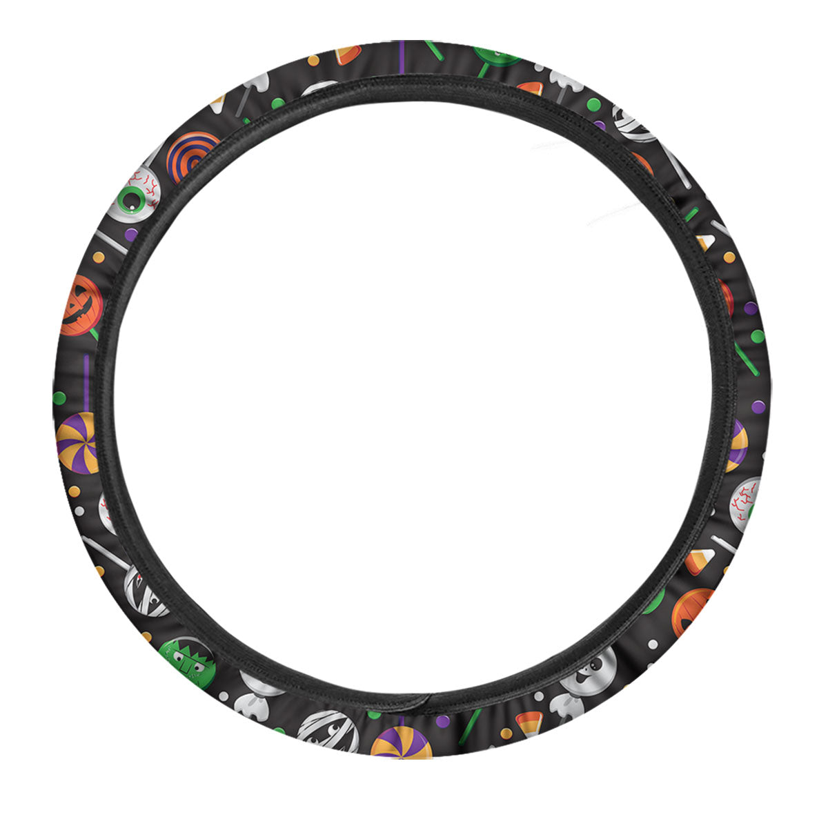Candy Monsters Halloween Print Pattern Car Steering Wheel Cover-grizzshop