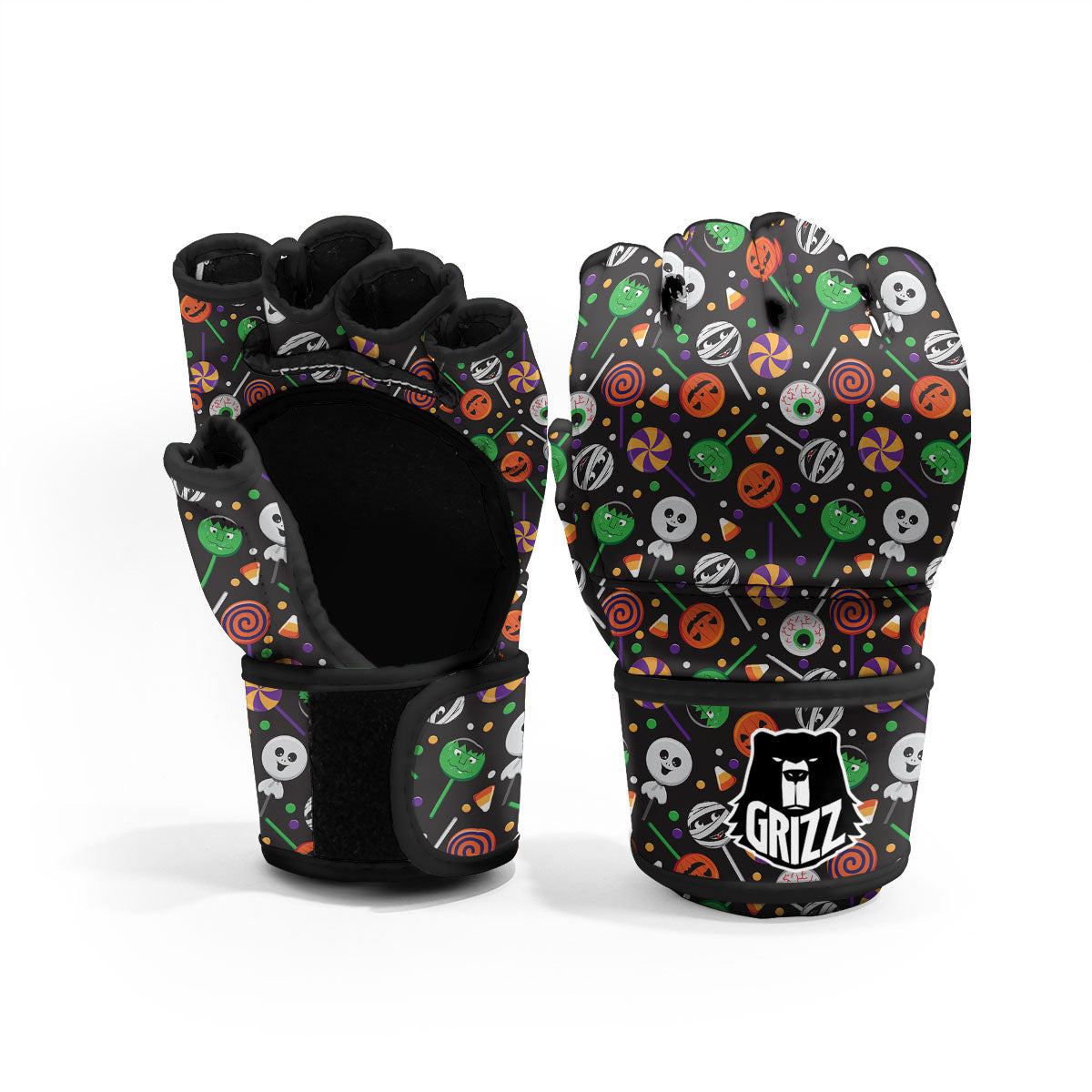 Candy Monsters Halloween Print Pattern MMA Gloves-grizzshop