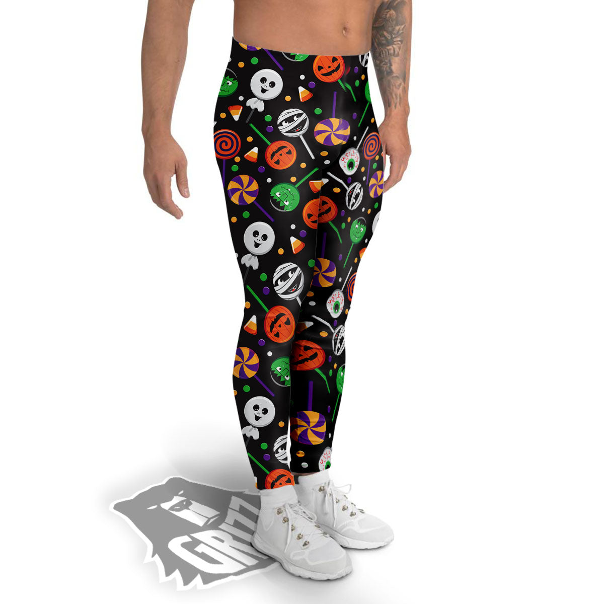 Candy Monsters Halloween Print Pattern Men's Leggings-grizzshop