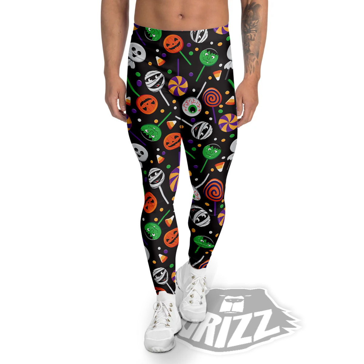 Candy Monsters Halloween Print Pattern Men's Leggings-grizzshop