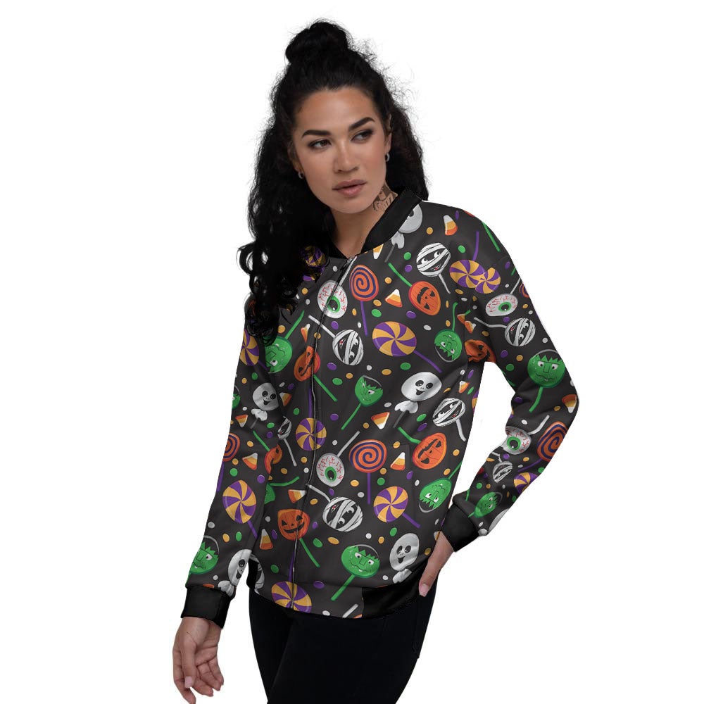 Candy Monsters Halloween Print Pattern Women's Bomber Jacket-grizzshop